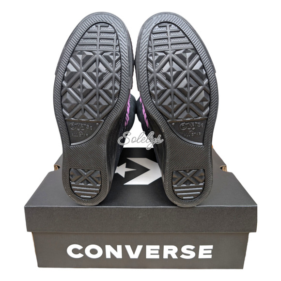 Converse CTAS XXHI Womens 6 Black Purple Knee High Canvas Zipper Sneaker Boot - Picture 8 of 11